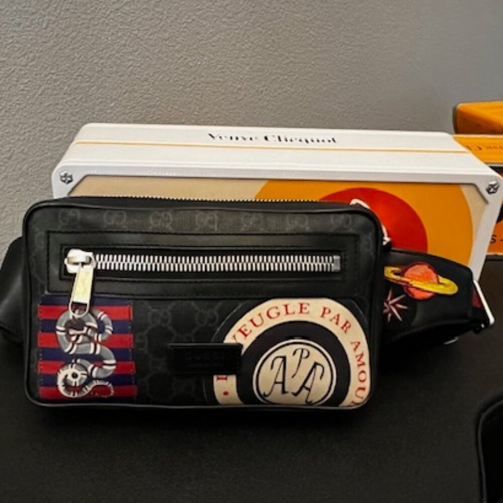 Gucci Night Courrier GG Supreme Crossbody / Belt Bag – Snake & Space Patches